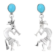 Turquoise Sterling Silver Kokopelli Earrings 43970