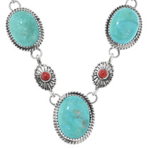 Native American Turquoise Silver Link Necklace Set 43986