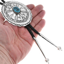 Large Blue Turquoise Sterling Silver Bolo Tie 43997