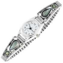 Vintage Sterling Silver Abalone Ladies Watch 44029