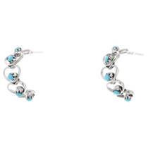 Turquoise Sterling Silver Heart Half Hoop Earrings 44031