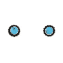 Round Sterling Silver Turquoise Stud Earrings 44032
