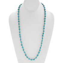 Sleeping Beauty Turquoise Nugget Gold Beaded Necklace 44103