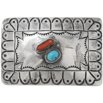 Vintage Turquoise Silver Belt Buckle 44108