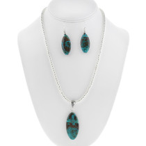 Navajo Turquoise Pendant Jewelry Set with Chain