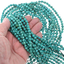 Natural 6mm Turquoise Sterling Silver Beaded Necklace 27 43501