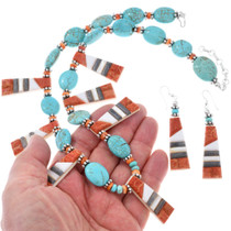 Spiderweb Turquoise Magnesite Beaded Navajo Necklace 44281