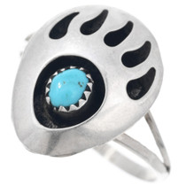 Sterling Silver Turquoise Bear Paw Ring 44332