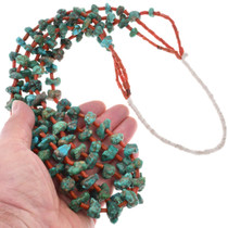 Beaded Coral Turquoise Nugget Necklace 44356