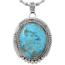 Navajo Hand Made Sterling Silver Turquoise Pendant 44365