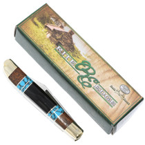 Ironwood Jet Turquoise Handle Native American Knife 44390