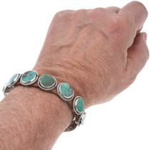 Sterling Silver Sonoran Gold Turquoise Bracelet Leather Cuff 44396