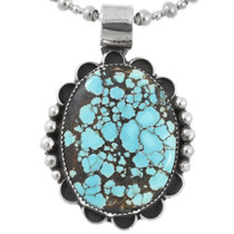 Sterling Silver Spiderweb Turquoise Pendant 44397
