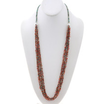 Mediterranean Red Coral Turquoise Heishi Necklace 44398