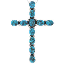 Sterling Silver Kingman Turquoise Cross Pendant 44428