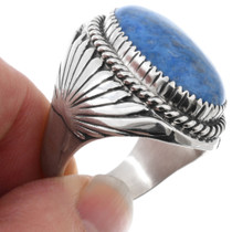 Authentic Navajo Denim Lapis Mens Ring Solid Sterling Silver 44474