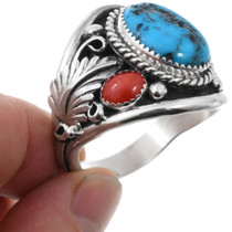Large Sterling Silver Navajo Turquoise Ring 44513