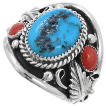 Natural Kingman Turquoise Mens Ring 44513