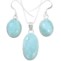 Larimar Pendant Earrings Set 44514