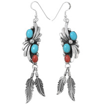 Sleeping Beauty Turquoise Sterling Silver Feather Earrings 44568