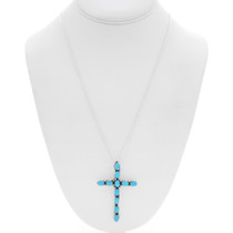 Navajo Turquoise Sterling Silver Cross Pendant 44605