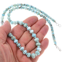 Alternating Sizes Natural Larimar Beads Navajo Necklace 44631