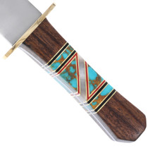 Kingman  Golden Spiderweb Turquoise Inlay Navajo Knife 44680