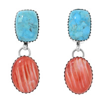 Navajo Spiny Oyster Turquoise Earrings 44683