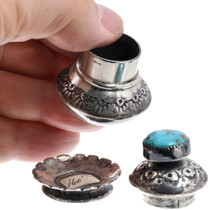 Sterling Silver Miniature Pottery Morenci Turquoise Ed Kee 44714