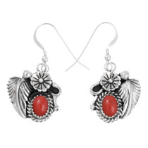 Navajo Sterling Silver Coral Earrings 44859