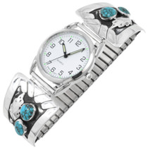 Native American Spiderweb Turquoise Mens Watch 44880