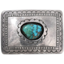 Vintage Sterling Silver Turquoise Belt Buckle 44904