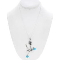 Sterling Silver Roadrunner Pendant Turquoise Accents 44928