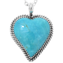 Sterling Silver Navajo Heart Shaped Turquoise Pendant 44932