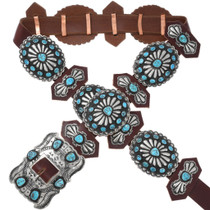 Navajo Kingman Turquoise Concho Belt 44952