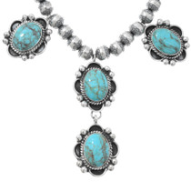 Navajo Sterling Silver Spiderweb Turquoise Necklace 46011