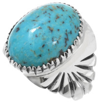 Limited Edition Navajo Sterling Silver Mens Turquoise Ring 46018