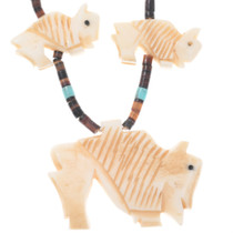 Turquoise Shell Heishi Bone Buffalo Necklace 45039