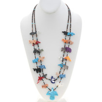 Colorful Multistone Carved Animal Fetish Necklace 45046