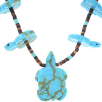 Carved Spiderweb Turquoise Turtle Fetish Necklace 45049