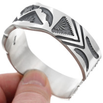 All Sterling Silver Hammered Navajo Pattern Mens Bracelet 46037