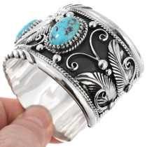 Heavy Gauge Sterling Silver Turquoise Bracelet 46039
