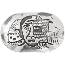 Native American Pueblo Design Sterling Silver Floyd Becenti Belt Buckle 46047