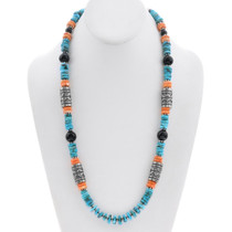 Native American Beaded Turquoise Necklace Thomas Singer Style 46050