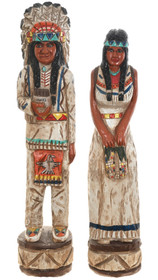 Carved Cigar Store Wooden Indian Set of 2 46064