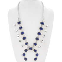 Sterling Silver Lapis Squash Blossom Necklace 46074