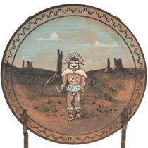 Vintage Hopi Art Ogre Kachina Hand Painted Plate 46095