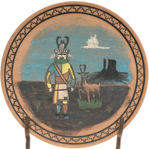 Vintage Antelope Kachina Hopi Hand Painted Plate 46099