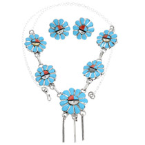 Zia Sunface Turquoise Zuni Necklace 46152