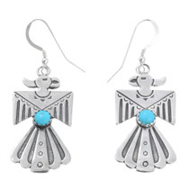 Sterling Silver Turquoise Thunderbird Earrings 46156